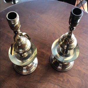 Brass Candlesticks Pair with Bell